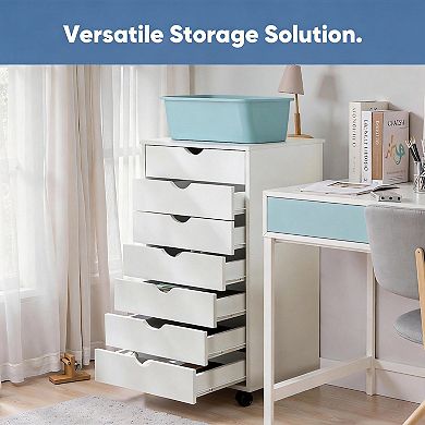 7-Drawer Mobile File Cabinet with Wheels for Home Office