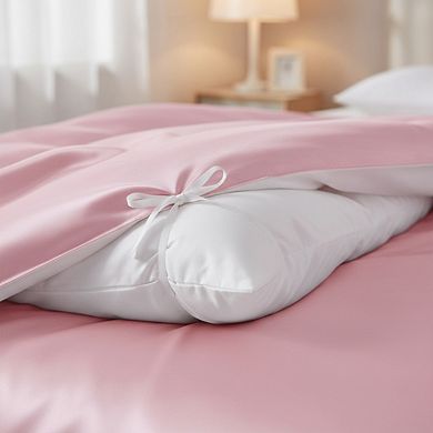 5pc Satin Duvet Cover Set, Full/Queen Blush Pink Luxury Silky with Zipper
