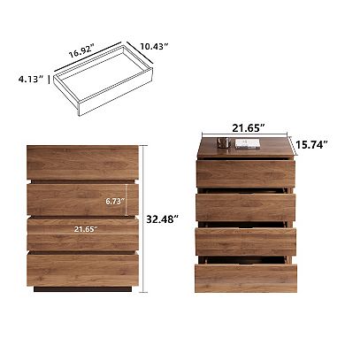 21.65" Modern 4-Drawer Tall Dresser