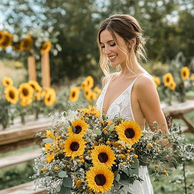 10 Pack Artificial Sunflowers with Stems, Faux Yellow Flowers for Vase and DIY