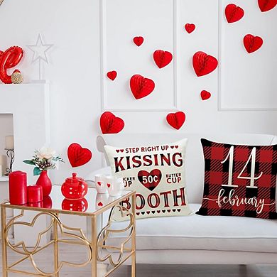Valentine’s Pillow Covers 18x18 Set of 4 Red Black Buffalo Check