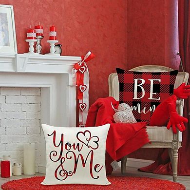 Valentine’s Pillow Covers 18x18 Set of 4 Red Black Buffalo Check