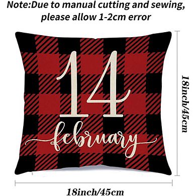 Valentine’s Pillow Covers 18x18 Set of 4 Red Black Buffalo Check