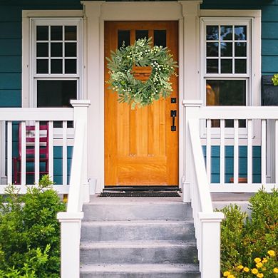 Green Eucalyptus Wreath with Mixed Berries and Olive Leaves 20in Spring Summer Farmhouse Decor