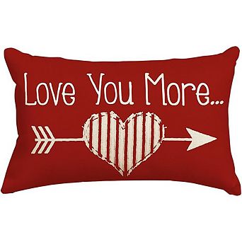 Valentine Pillow Cover 12x20 Red Arrow Heart Outdoor Lumbar Decor