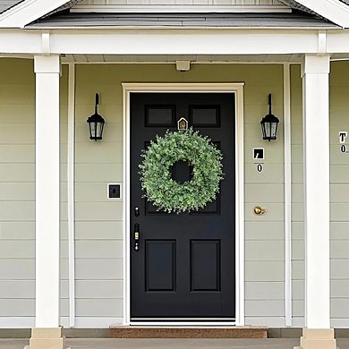 26" Eucalyptus Wreath with White Seeds Large Front Door Greenery for Indoor & Outdoor Decor