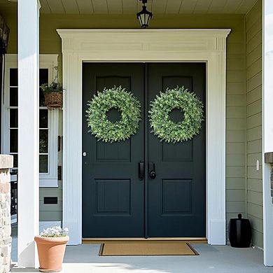 26" Eucalyptus Wreath with White Seeds Large Front Door Greenery for Indoor & Outdoor Decor