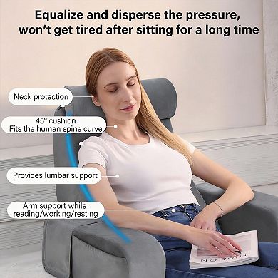 45-Degree Ergonomic Bed Reading Pillow with Armrests