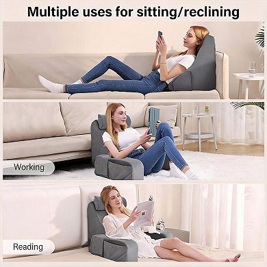 45-Degree Ergonomic Bed Reading Pillow with Armrests