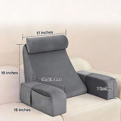 45-Degree Ergonomic Bed Reading Pillow with Armrests