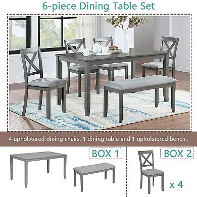 Merax 6-Piece Solid Wood Dining Table Set