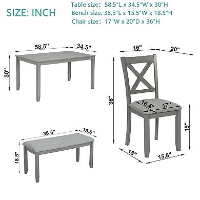 Merax 6-Piece Solid Wood Dining Table Set