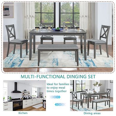 Merax 6-Piece Solid Wood Dining Table Set