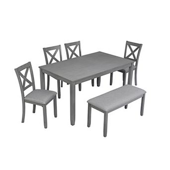 Merax 6 pc Solid Wood Dining Table Set