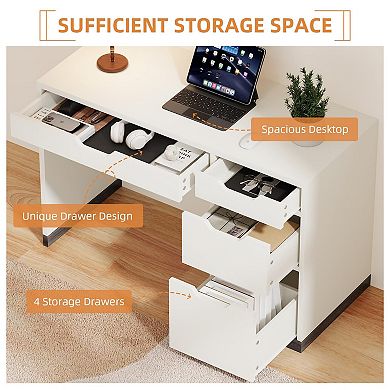 48-inch four-drawer computer desk; modern style desk, space-saving and durable