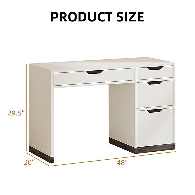 48-inch four-drawer computer desk; modern style desk, space-saving and durable