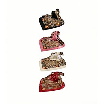 4 Pack Women's Silk-Like Polyester Scarves, 35x35" Multifunctional, One Size
