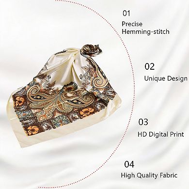 4 Pack Women's Silk-Like Polyester Scarves, 35x35" Multifunctional, One Size