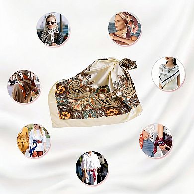 4 Pack Women's Silk-Like Polyester Scarves, 35x35" Multifunctional, One Size