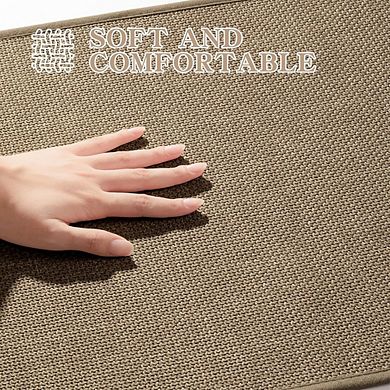 Bathroom Rug Mat 24x17, Ultra-Thin Non-Slip Quick-Dry Absorbent Bath Mat, Dark Beige