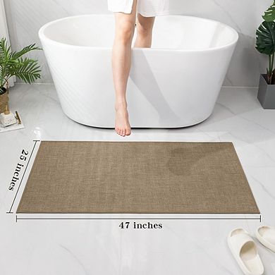 Bathroom Rug Mat 24x17, Ultra-Thin Non-Slip Quick-Dry Absorbent Bath Mat, Dark Beige