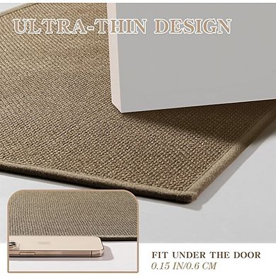 Bathroom Rug Mat 24x17, Ultra-Thin Non-Slip Quick-Dry Absorbent Bath Mat, Dark Beige