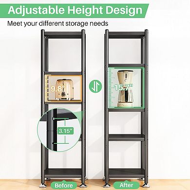 5-Tier Adjustable Metal Shelf Rack for Small Spaces - Kitchen, Bathroom, Garage, Bedroom