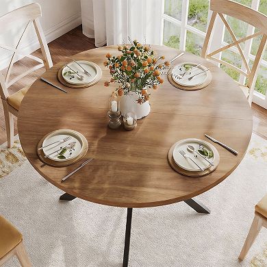 47-inch round dining table, made of sturdy medium-density fiberboard, easy to assemble