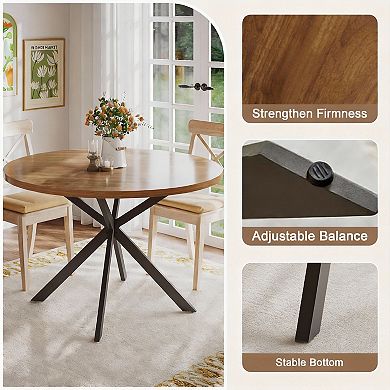 47-inch round dining table, made of sturdy medium-density fiberboard, easy to assemble