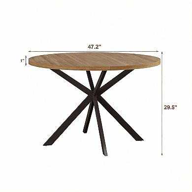 47-inch round dining table, made of sturdy medium-density fiberboard, easy to assemble