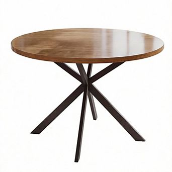 47-inch round dining table, made of sturdy medium-density fiberboard, easy to assemble