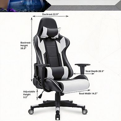 Ergonomic High-Back PU Leather Gaming Chair with Recline & Rocking