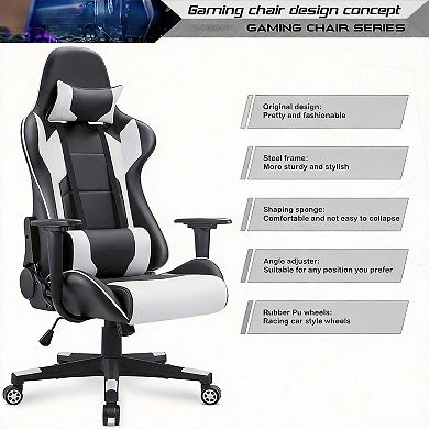Ergonomic High-Back PU Leather Gaming Chair with Recline & Rocking