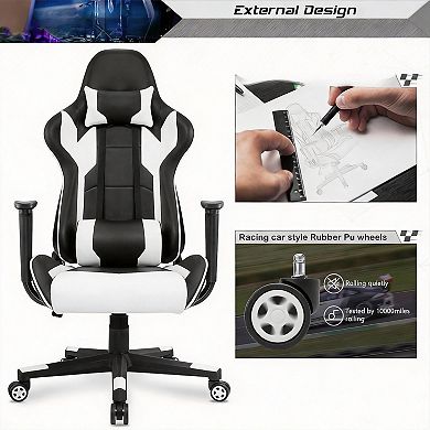 Ergonomic High-Back PU Leather Gaming Chair with Recline & Rocking