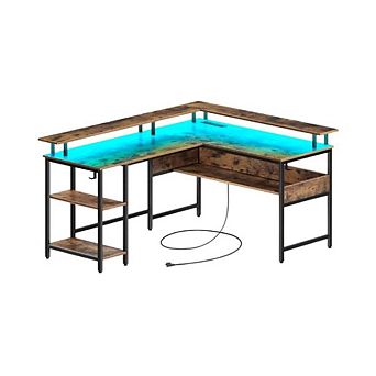 L-Shaped Study Desk With Led