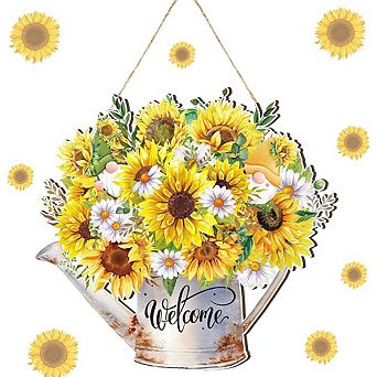 11.8 Inch Sunflower Welcome Wooden Door Sign Decor