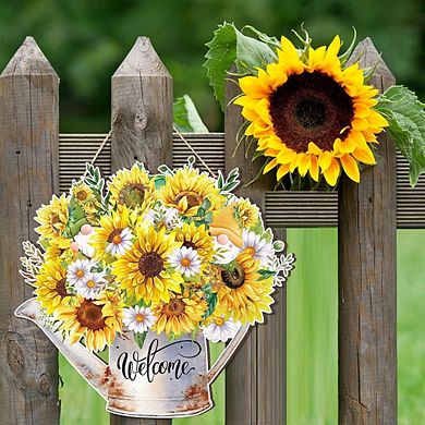 11.8 Inch Sunflower Welcome Wooden Door Sign Decor