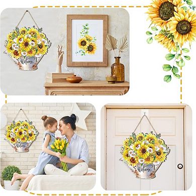 11.8 Inch Sunflower Welcome Wooden Door Sign Decor