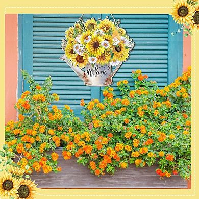 11.8 Inch Sunflower Welcome Wooden Door Sign Decor