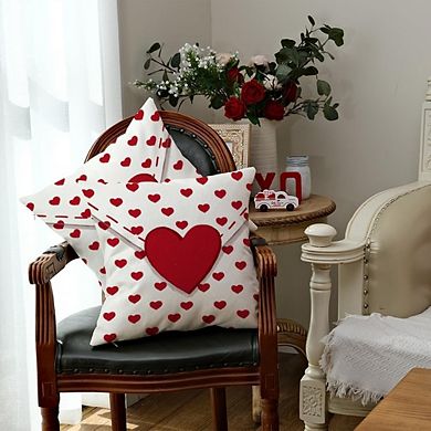 Valentine’s Day Pillow Covers 18x18, Red Heart Set of 2 for Sofa or Couch