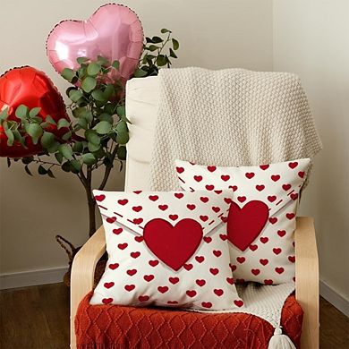 Valentine’s Day Pillow Covers 18x18, Red Heart Set of 2 for Sofa or Couch
