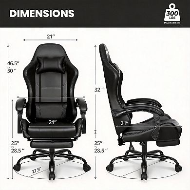 Ergonomic High-Back Gaming Chair with Reclining & Adjustable Features