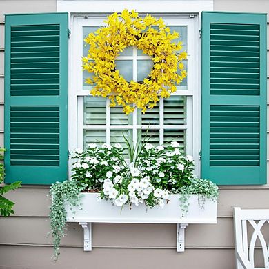 24-Inch Yellow Forsythia Summer Wreath for Front Door and Home Decor