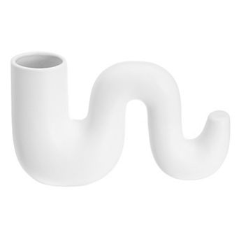 Long Pipe Vase in White, White Minimalist Home Decor Desktop Ornaments for Living Room, TV Cabinet