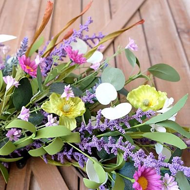 20 Inch Wildflower Daisy Wreath with Eucalyptus for Front Door