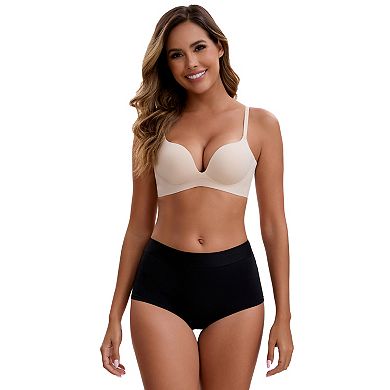 2 Packs Women's High Waist Tummy Control Elastic Waistband Comfortable Boyshorts