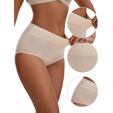 2 Packs Women's Leak Proof Briefs High Waist Elastic Waistband Full Coverage Tummy Control Underwear