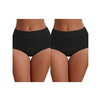 2 Packs Women's Leak Proof Briefs High Waist Elastic Waistband Full Coverage Tummy Control Underwear