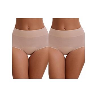2 Packs Women's Leak Proof Briefs High Waist Elastic Waistband Full Coverage Tummy Control Underwear