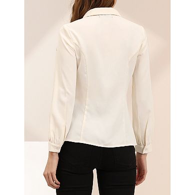 Women's Peter Pan Collar Blouse Business Casual Long Sleeve Button Down Work Shirts